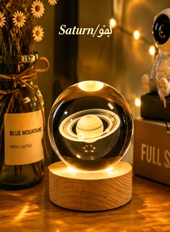 Arabest 3D Illuminated Crystal Ball - Night Light for Kids & Women, Decorative Artpiece, Gift for Ramadan/Anniversary/Graduation/Birthday/Valentine's Day, Girls Small Decorative Lamp - Image 3