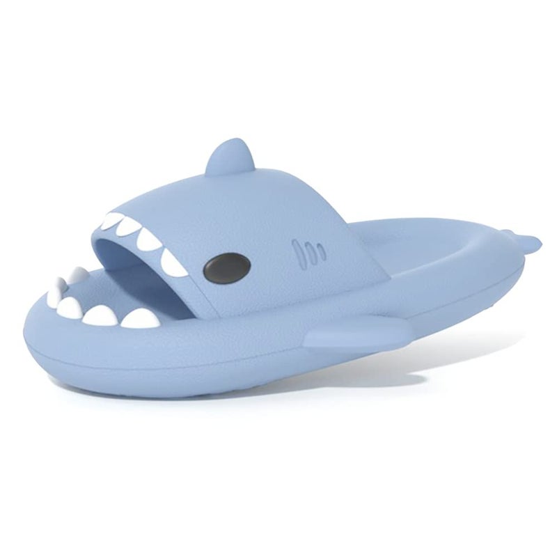 welltree Shark Slides for Women and Men Novelty Pillow Slippers Open Toe Shark Sandals Cushioned Cloud Slides,Blue,7.5-8.5 Women/6-7 Men - Image 1