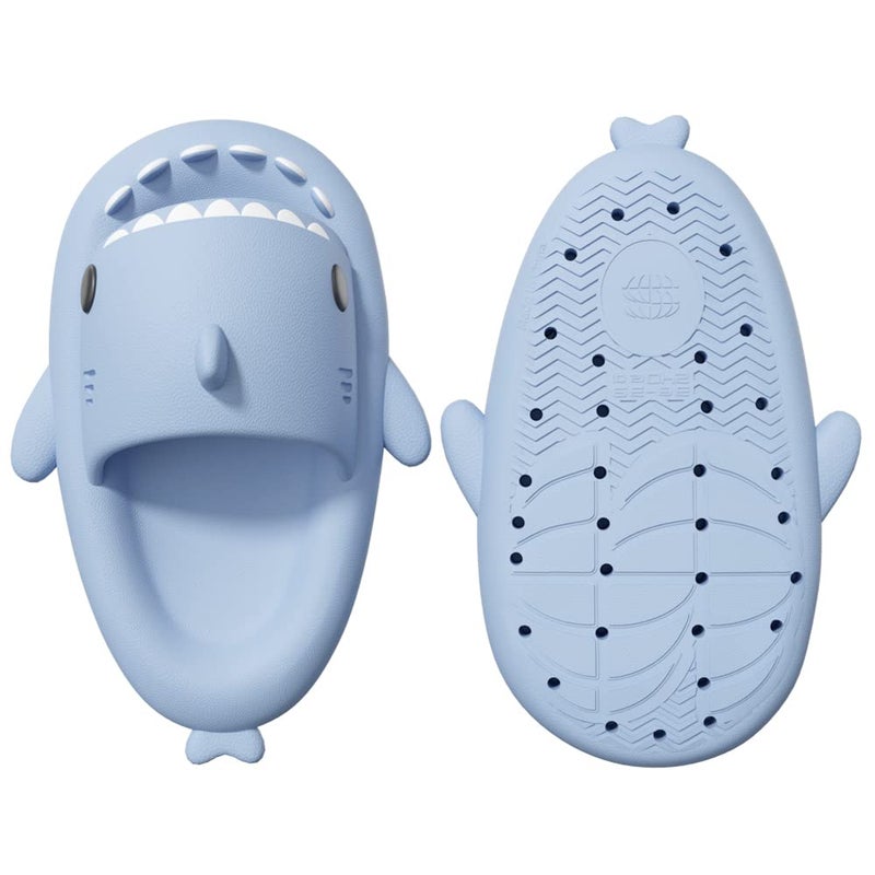 welltree Shark Slides for Women and Men Novelty Pillow Slippers Open Toe Shark Sandals Cushioned Cloud Slides,Blue,7.5-8.5 Women/6-7 Men - Image 4