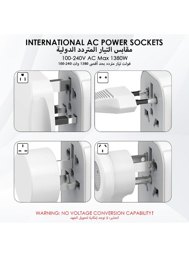 Bukela International Power Adapters,Universal Travel Adapter One International Wall Charger AC Plug Adaptor with 6A Smart Power and 3.5A USB Type-C for USA EU UK AUS（White） - Image 5