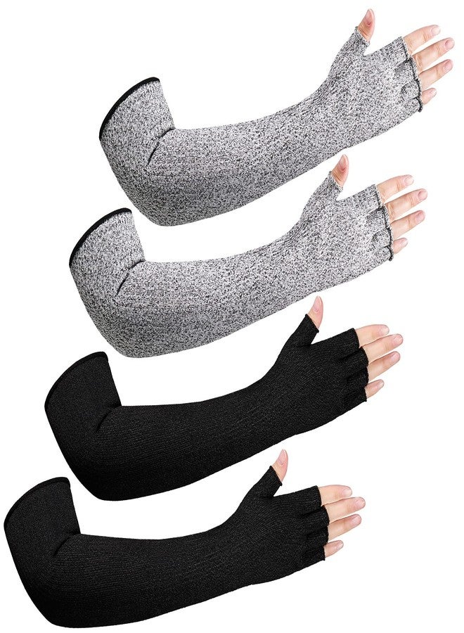 Sintege 2 Pairs Anti Cut Protective Sleeves Arm Sleeves Safety Cut Resistant Gloves(Black, Gray) - Image 1