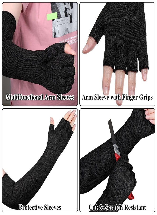 Sintege 2 Pairs Anti Cut Protective Sleeves Arm Sleeves Safety Cut Resistant Gloves(Black, Gray) - Image 2