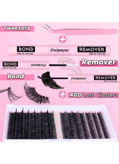 Focipeysa Eyelash Extension Kit D Curl Lash Clusters 280Pcs Diy Lash Extension Kit 40D Individual Lashes With Lash Bond And Remover Lash Applicator Diy Lashes Kit For Individual Eyelashes Beginners  - Image 3