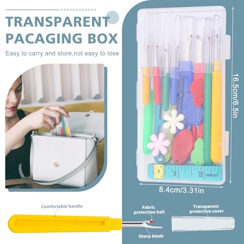 ZMAAGG Seam Rippers for Sewing, Stitch Remover Tool, Needle Threaders, Tape Measure, Tailors Awl, Thread Snips (15PCS) - Image 3