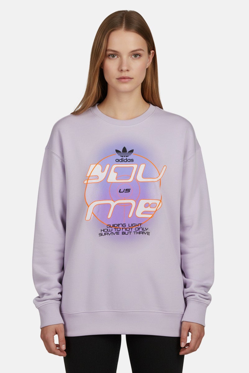 adidas Originals Women Plus Size Long Sleeve Outdoor Sweatshirt, Purple - Image 1