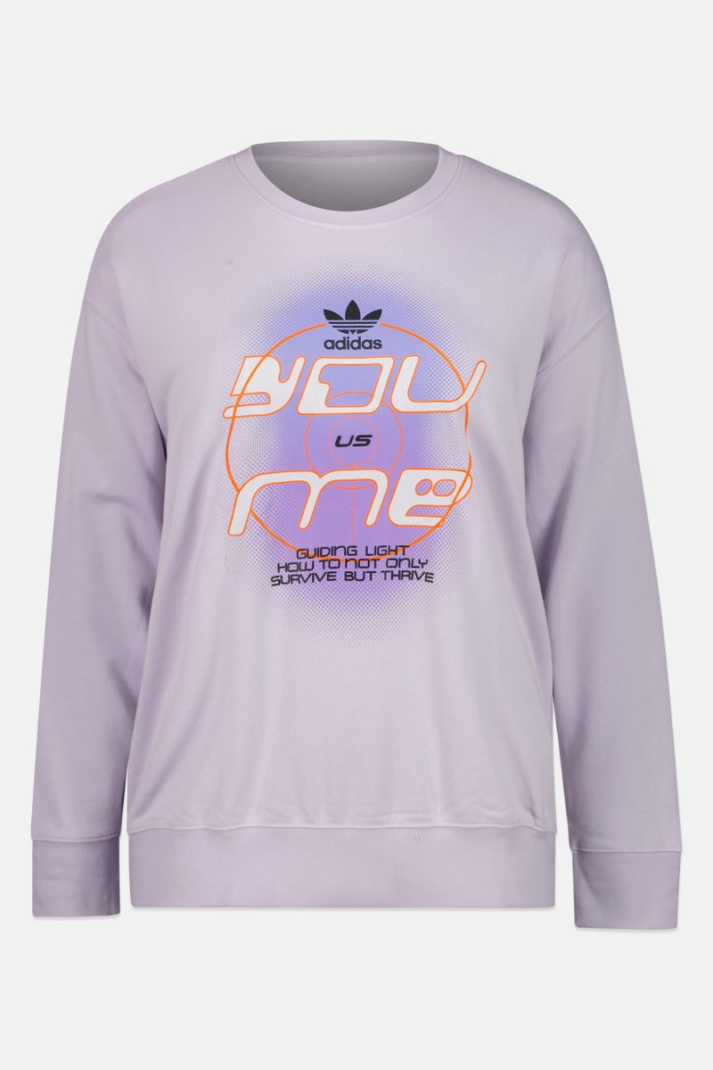 adidas Originals Women Plus Size Long Sleeve Outdoor Sweatshirt, Purple - Image 2