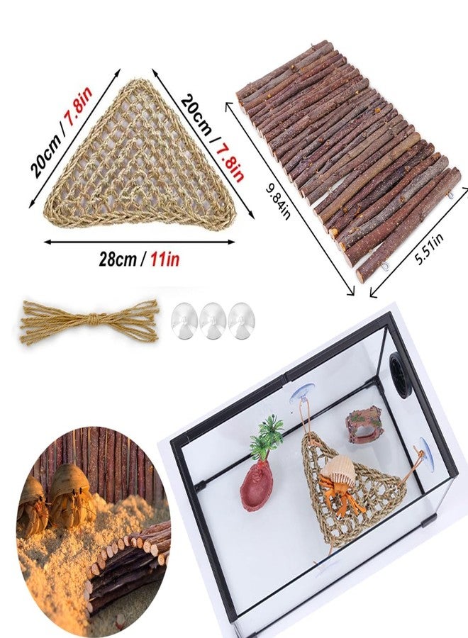 Adullpony Bearded Dragon Tank Accessories Set: Reptile Habitat Decor with Climbing Hammock Toys, Natural Wood Hideout for Hermit Crab, Lizard, Leopard Gecko,Crested,Tortoise, Snake - Image 3