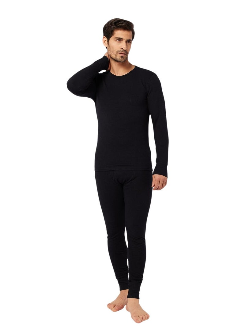 Dice Men's Cotton Thermal Long Underwear Set - Black - Image 1