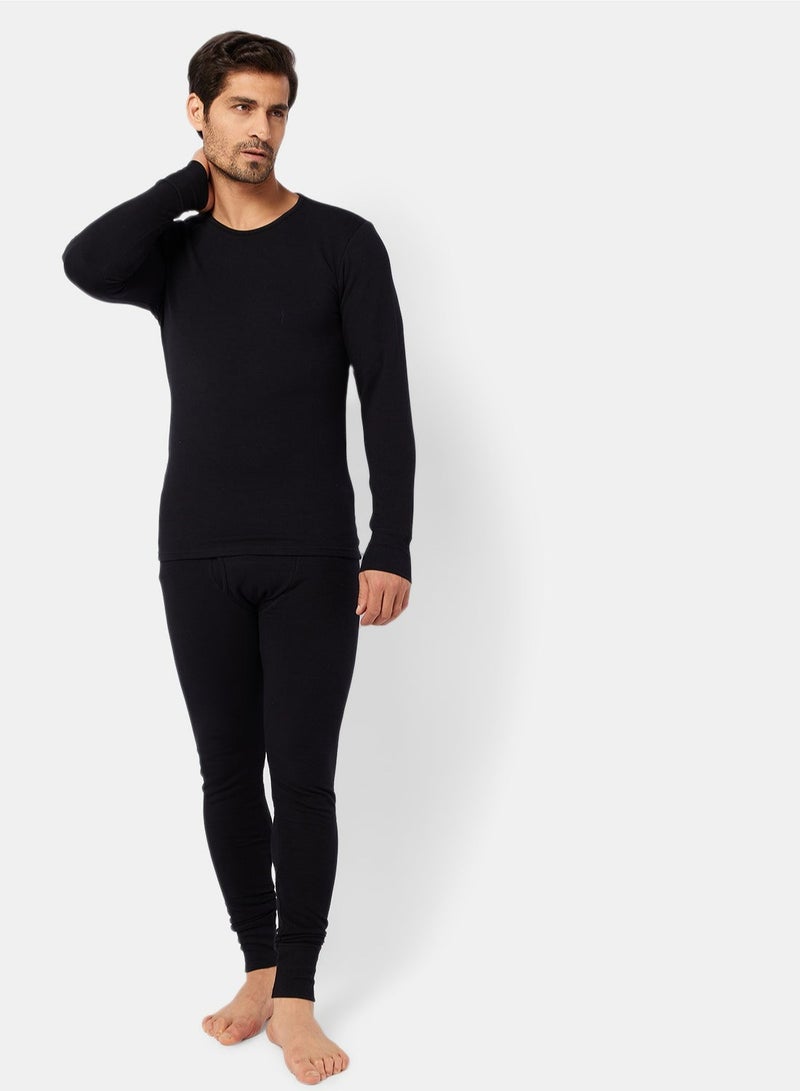 Dice Men's Cotton Thermal Long Underwear Set - Black - Image 2