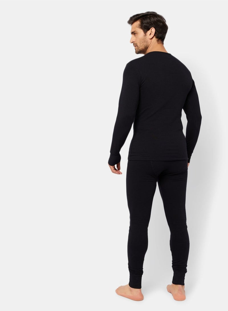Dice Men's Cotton Thermal Long Underwear Set - Black - Image 4