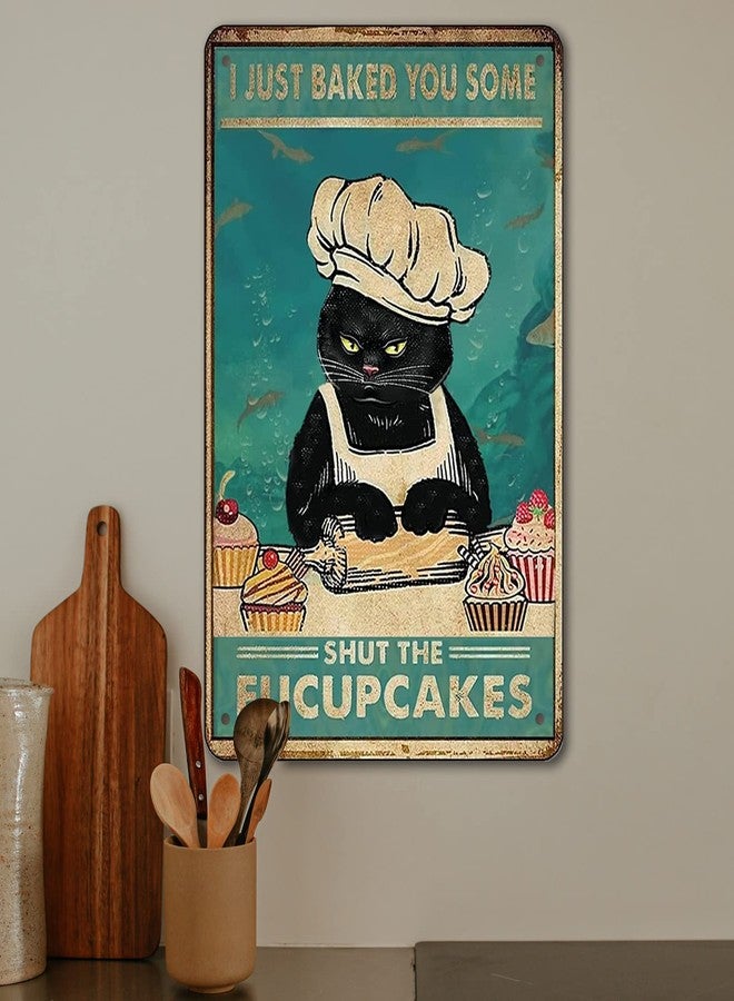 tosles Funny Retro Cat Metal Tin Sign Vintage Kitchen Signs Wall Decor Cat Art Kitty Cats Signs For Home Coffee Bar Cat Art I Just Baked You Some Cakes Sign 8x12 Inch - Image 5