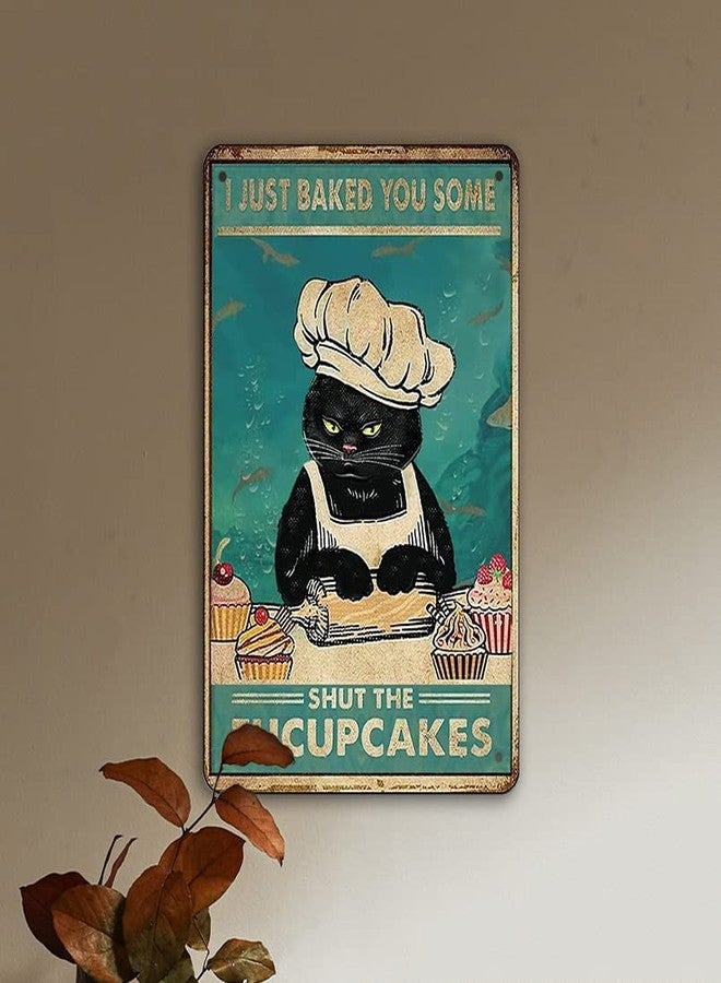tosles Funny Retro Cat Metal Tin Sign Vintage Kitchen Signs Wall Decor Cat Art Kitty Cats Signs For Home Coffee Bar Cat Art I Just Baked You Some Cakes Sign 8x12 Inch - Image 3