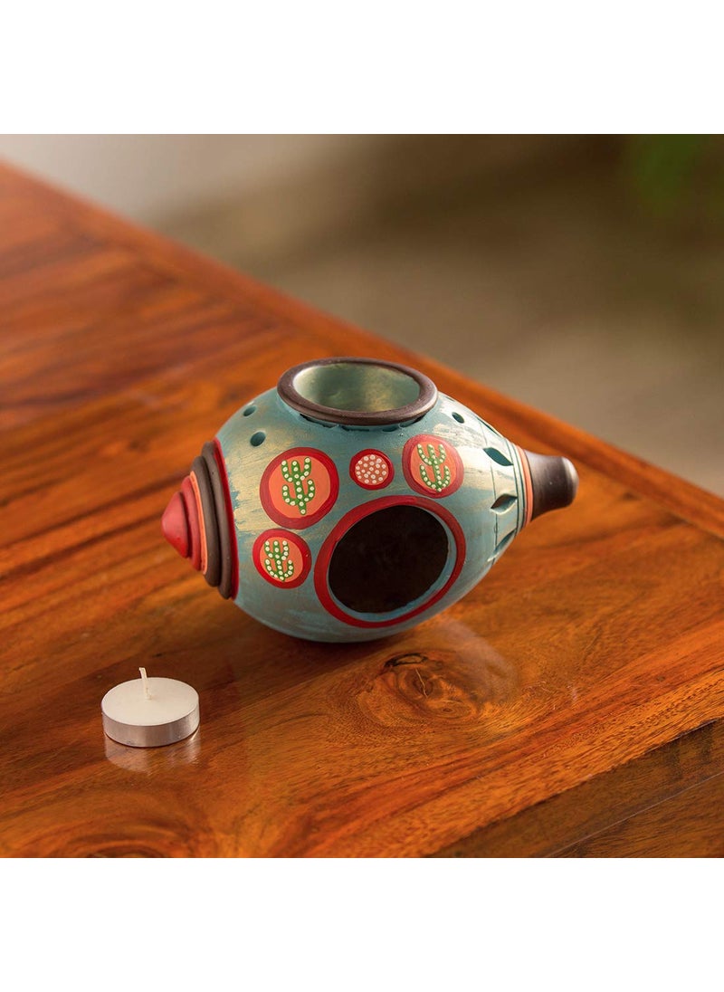 ExclusiveLane ExclusiveLane Oasis Shankh Shaped Handpainted Aroma Diffuser in Terracotta Dcor Aroma Oil Burner Terracotta Decorative for Home Decorative Items in Living Room Tealight Holders Home Dcor  - Image 1