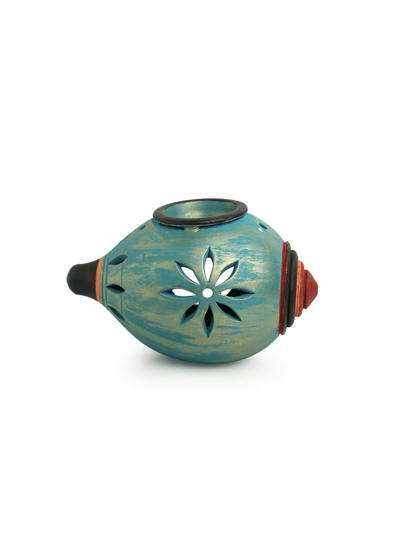 ExclusiveLane ExclusiveLane Oasis Shankh Shaped Handpainted Aroma Diffuser in Terracotta Dcor Aroma Oil Burner Terracotta Decorative for Home Decorative Items in Living Room Tealight Holders Home Dcor  - Image 4