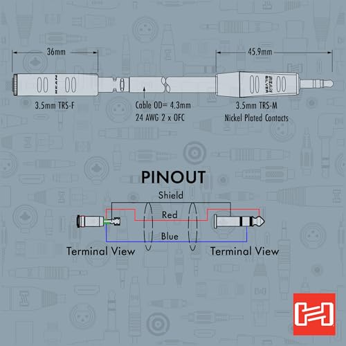 Hosa HXMM-010 Pro Headphone Extension Cable, REAN 3.5 mm TRS to 3.5 mm TRS, 10 Feet - Image 5