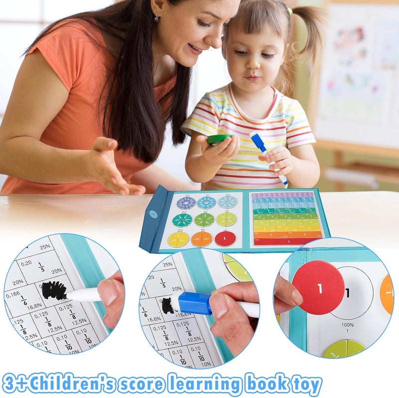 Magnetic Fraction Tile Game and Fraction Circles with Foldable Pen, Colorful Fraction Magnetic Board, Math Learning Circles, Fraction Manipulatives for Preschoolers and Primary Class Children - Image 4