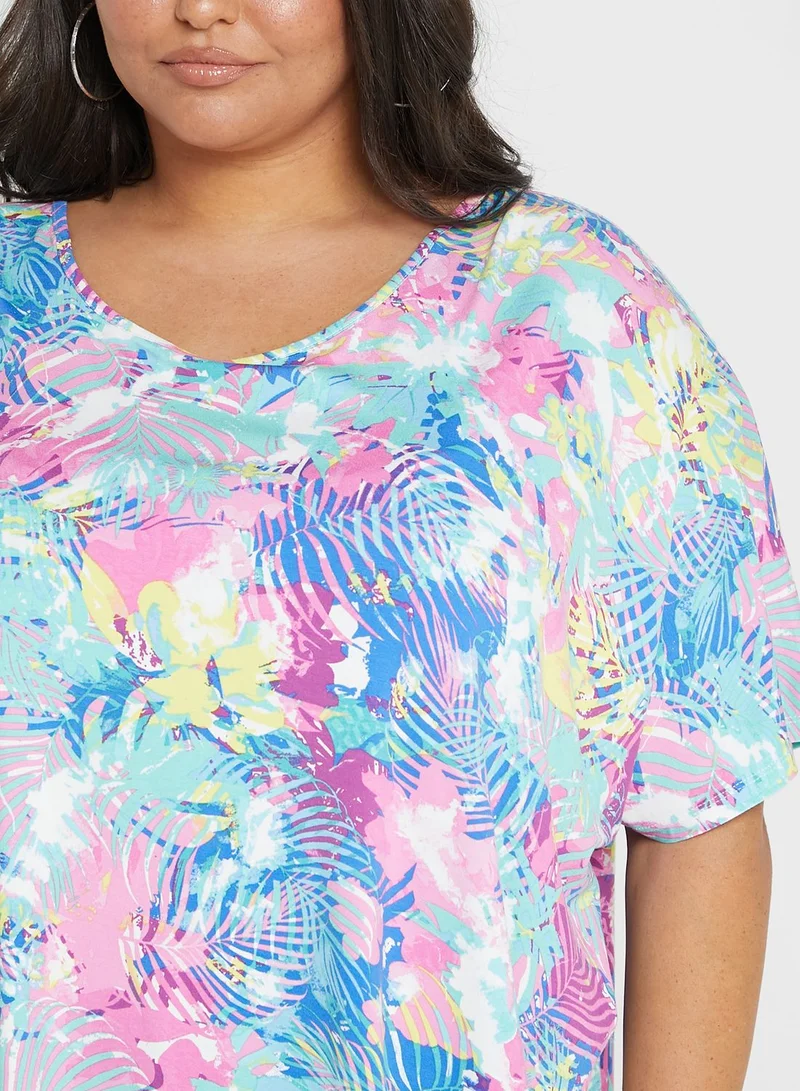 Avenue Crew Neck Floral Printed Tunic