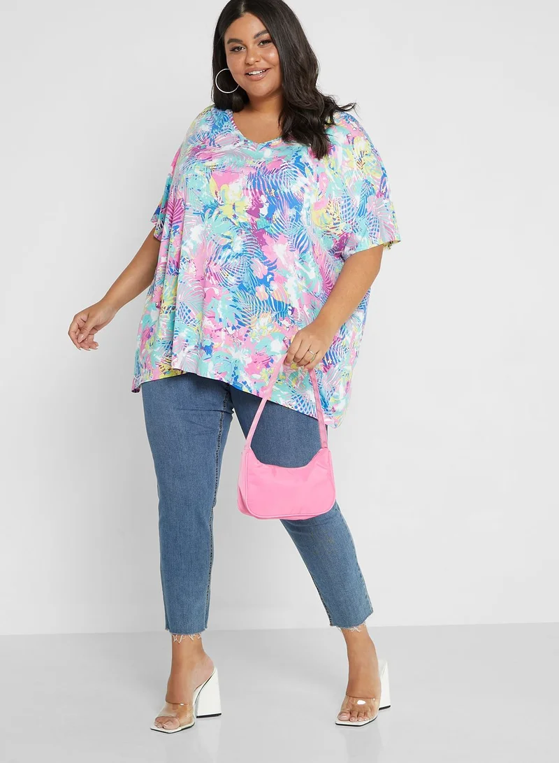 Avenue Crew Neck Floral Printed Tunic