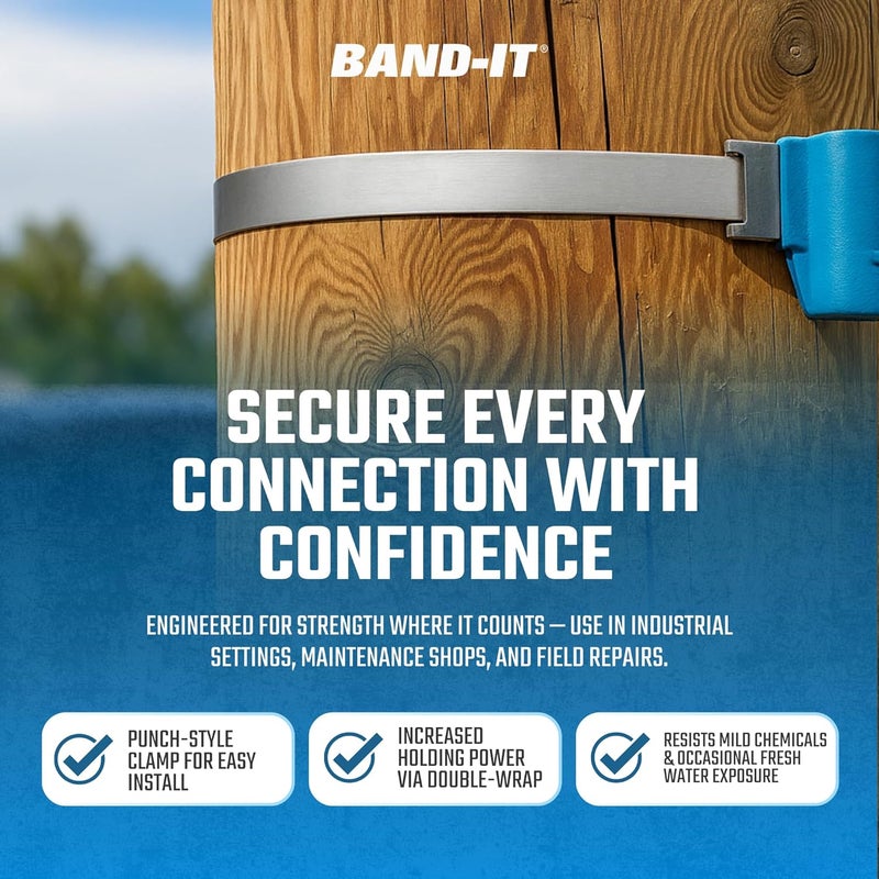 Bandit CP1199 5/8" Wide x 0.025" Thick 2-3/2" Diameter, Galvanized Carbon Steel Center Punch Clamp (50 Per Box) - Image 3