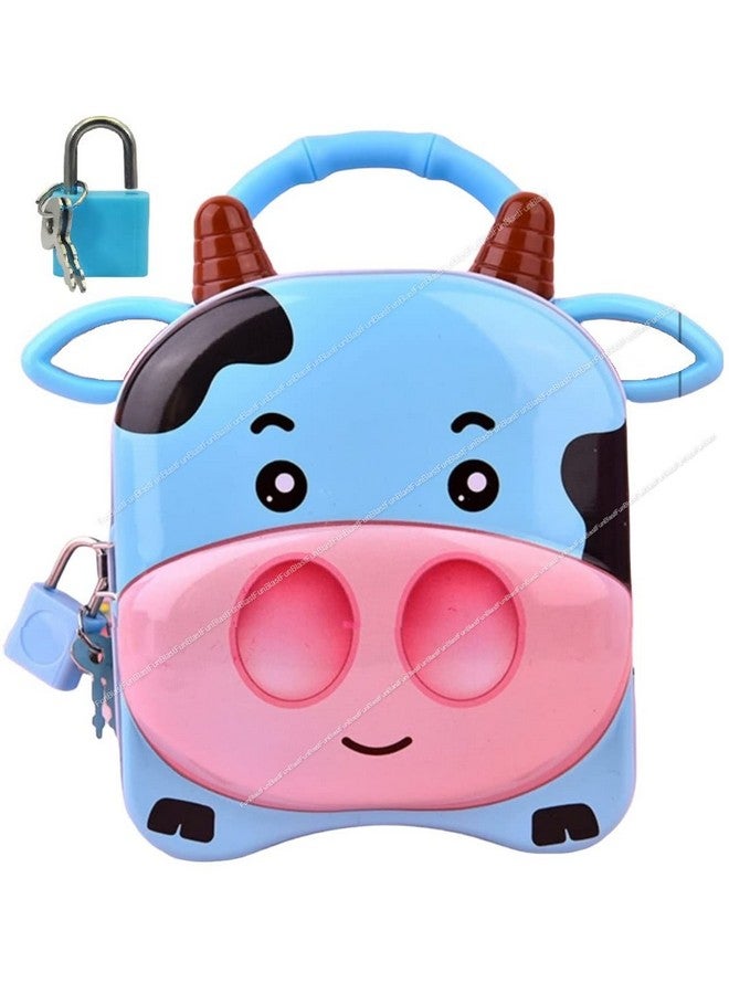 FunBlast Piggy Bank for Kids, Money Saving Tin Coin Bank with Lock and Key - Cow Print Piggy Bank, Coin Box for Kids - Image 1