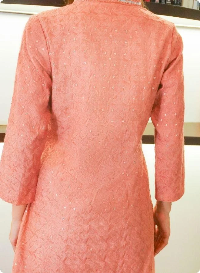 #Be Peach Mirror Work Co-ord set with Embroidered Detailing