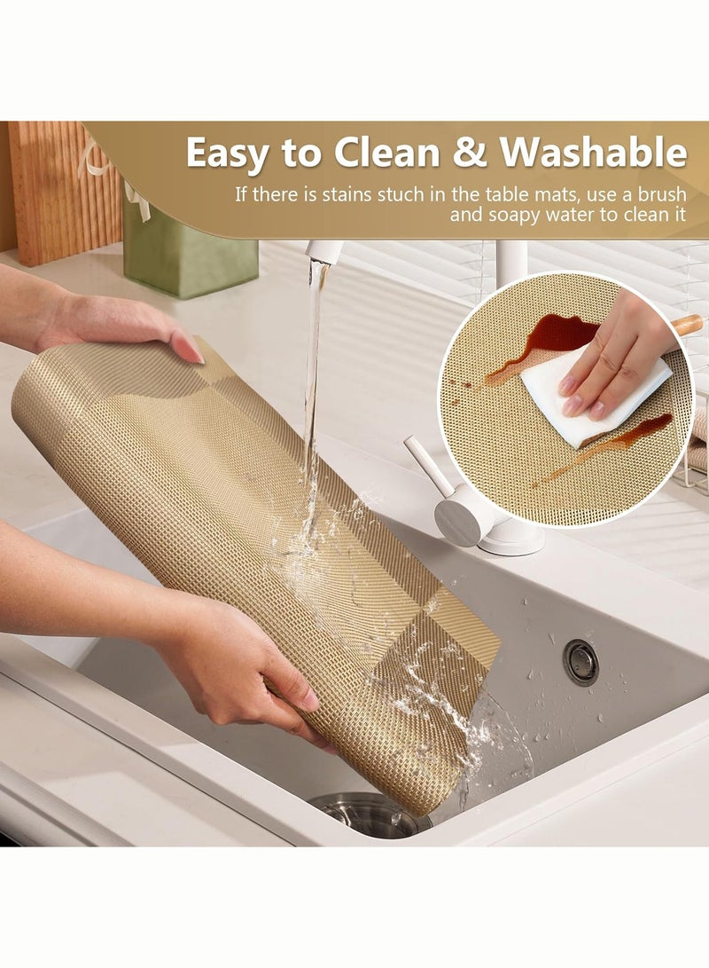 جي اس دن مجموعة من 4 مفارش مقاس 45 × 30 سم طراز حديث وبسيط على الطراز الأوروبي عازل حراري مضاد للانزلاق مفرش طاولة عالي الجودة أصفر ذهبي - Image 4