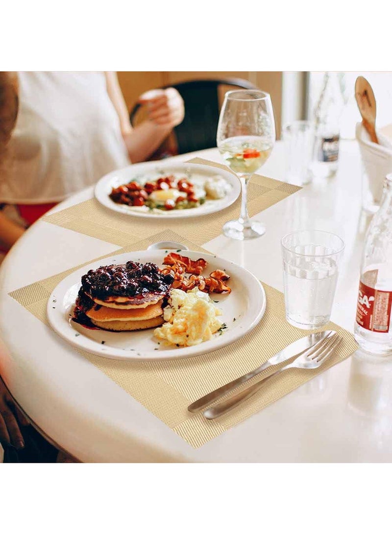 جي اس دن مجموعة من 4 مفارش مقاس 45 × 30 سم طراز حديث وبسيط على الطراز الأوروبي عازل حراري مضاد للانزلاق مفرش طاولة عالي الجودة أصفر ذهبي - Image 3