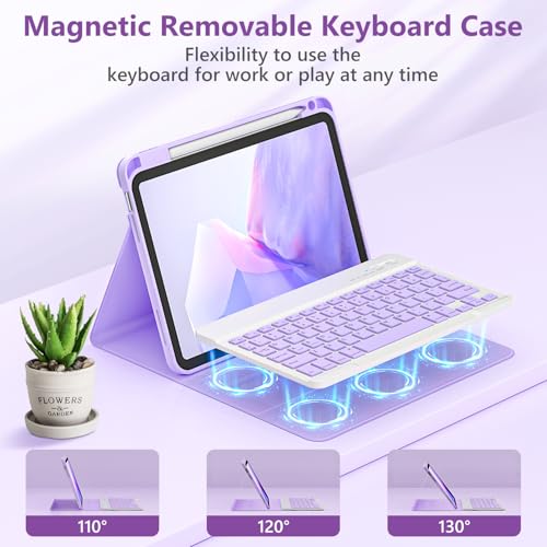 FUWANG Keyboard Case for iPad Air 11 inch M4 2026/M3 2025/M2 2024 & iPad Air 5th 4th Generation Case with Keyboard, Detachable Magnetic Keyboard Cover for iPad Air 11 inch/Air 5th/Air 4th, Purple - Image 3