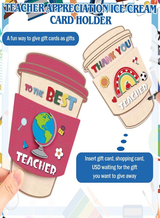 Honoson 6 Pcs Teacher Appreciation Gift Card Holders Thank You Teacher Gifts 4-layered Wooden Greeting Presents for Back to School Holiday Party Supplies(Coffee Cup - Image 5