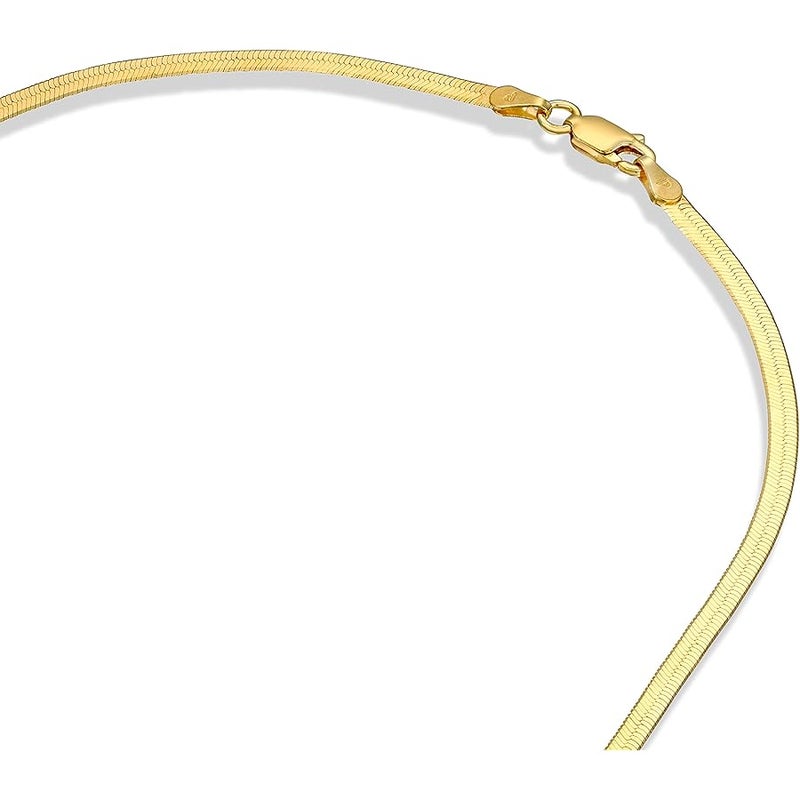 PAVOI Italian Solid 925 Sterling Silver, 22K Gold Plated Chain Necklaces | Snake, Square Box, Cable, Super Flex Curb, Miami Cuban and Rope Diamond-Cut Herringbone Necklace for Women and Men | MADE IN - Image 4