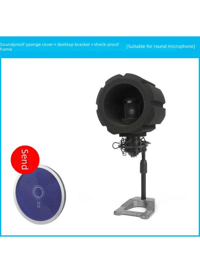 F2 Live Broadcast Microphone Sound Absorption Cotton Sound Insulation Sponge Cover Windproof Noise Reduction Dynamic Coil Condenser Microphone Blowout Prevention Sponge Cover - Image 2