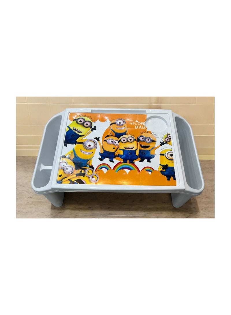 Generic Children's school table with side holes, grey/yellow 