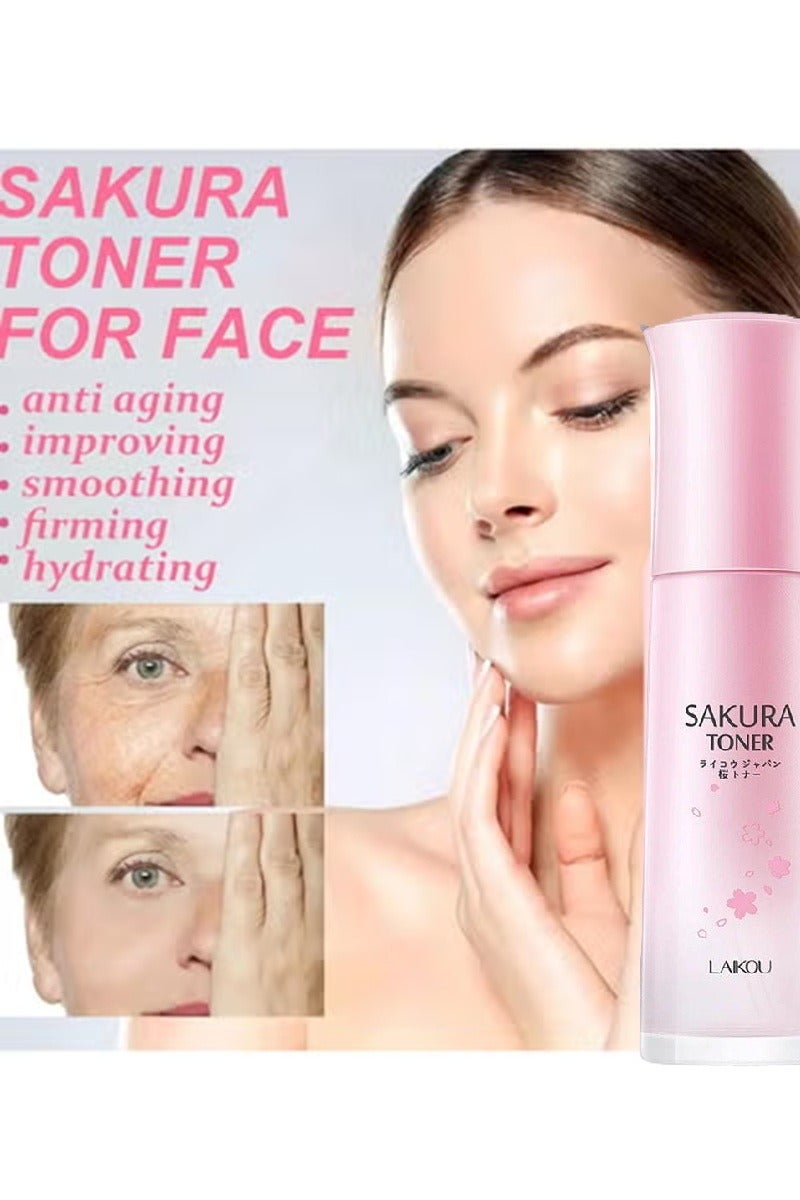 Laikou Japanese Sakura Facial Toner - Soft and Smooth, Restores Elasticity - Improves Skin, Makes It Firm and Bright 100ml - Image 4