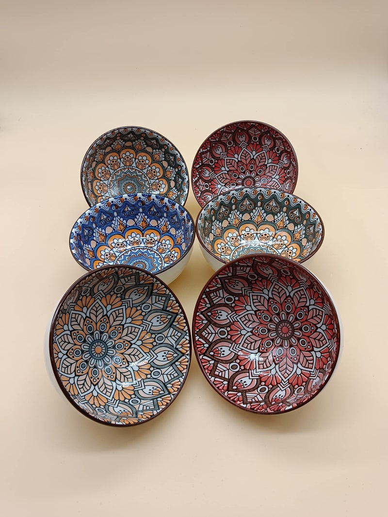 P Plus Fire Ceramic Cereal Bowls Set for Pasta, Salad, Cereal, Soup & Microwave & Dishwasher Safe (Pack of 6) - Image 5