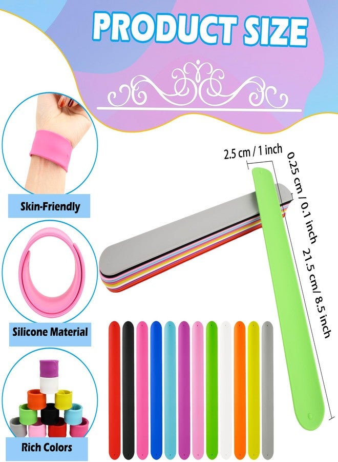 Flahard 72 Pcs Silicone Slap Bracelets Bulk Rainbow Snap Bracelets Soft Slap Bands Wristband for Adults Kids Goodie Bag Fillers Craft Classroom Rewards, 12 Colors - Image 2