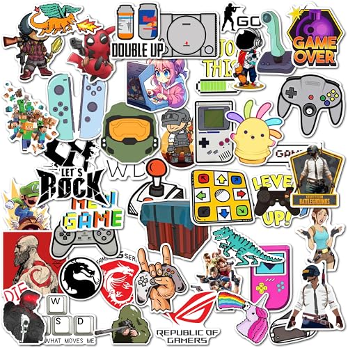WallDesign 47 Vibrant Gaming Sticker Set for Console & PC Gamers - Mobile, Laptop, PC, Accessories, Gifting - Durable, Laminated, Quality Printed Vinyl for True Hardcore Gamers/Gaming Culture - Image 1