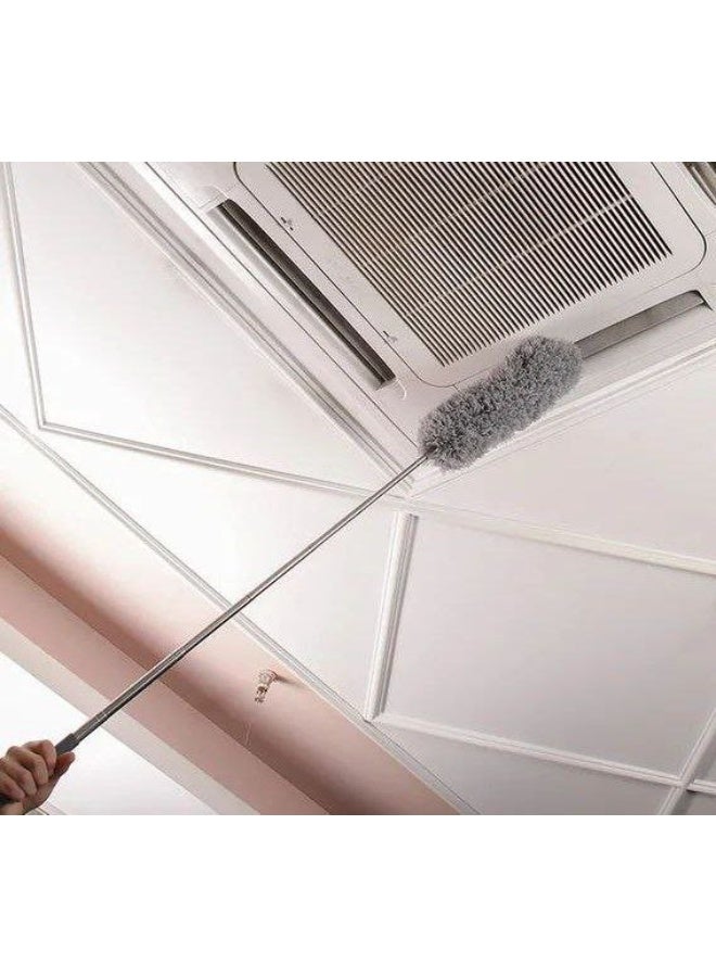 Cleaning high spots and smooth surfaces effortlessly is achieved with this smart 2-in-1 duster and squeegee tool. The dual-action head effectively removes dust and cobwebs from ceilings and walls, while the flexible squeegee blade wipes windows and floors dry without leaving streaks. Equipped with an adjustable extended handle, it reaches difficult areas safely without needing a ladder, providing a versatile solution for home cleaning routines. - Image 2