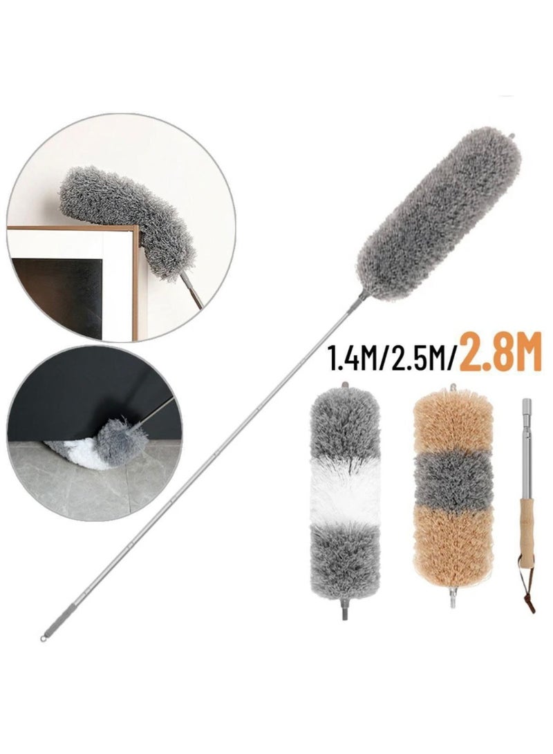 Cleaning high spots and smooth surfaces effortlessly is achieved with this smart 2-in-1 duster and squeegee tool. The dual-action head effectively removes dust and cobwebs from ceilings and walls, while the flexible squeegee blade wipes windows and floors dry without leaving streaks. Equipped with an adjustable extended handle, it reaches difficult areas safely without needing a ladder, providing a versatile solution for home cleaning routines. - Image 4