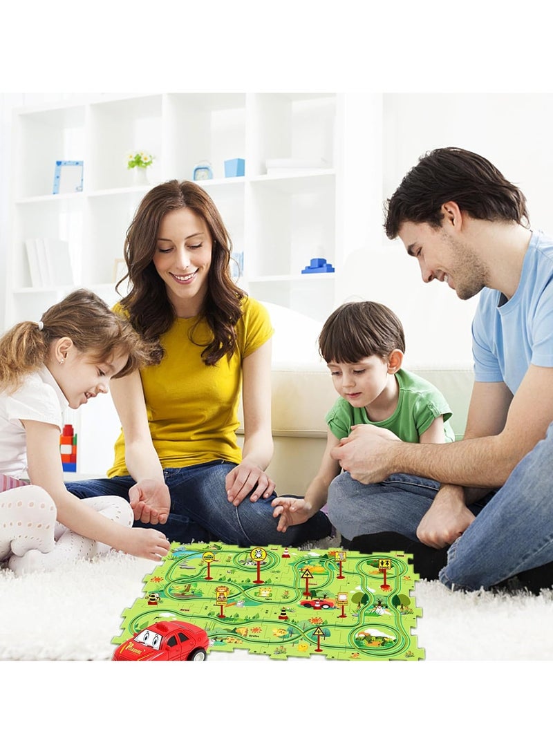 VUCATIN 25PCS Floor Puzzles for Kids Puzzle Track Car Play Set Educational Montessori Toys for 1-3Year Old Children 1-3 Year Old Children Birthday Gift (Green Forest) - Image 2