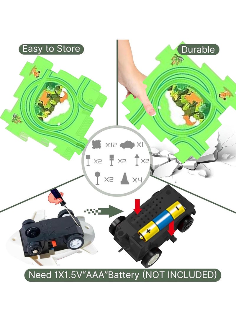 VUCATIN 25PCS Floor Puzzles for Kids Puzzle Track Car Play Set Educational Montessori Toys for 1-3Year Old Children 1-3 Year Old Children Birthday Gift (Green Forest) - Image 5