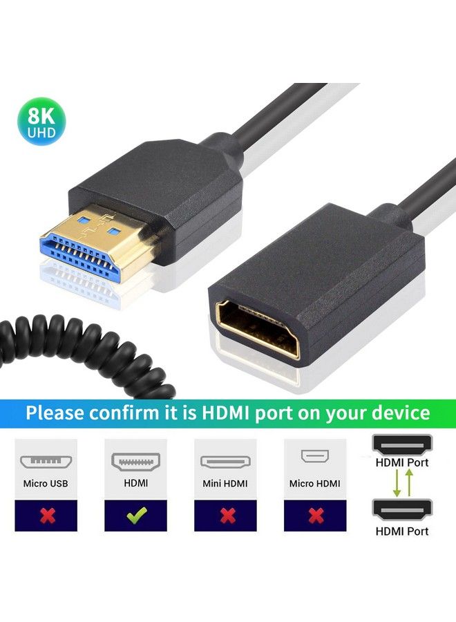 Duttek 8K Hdmi Coiled Extension Cable 48Gbps Extreme Thin Male To Female Extension Cable Has 8K 60Hz Resolution Backward Compatible For 4K Ultra Hd 1080P 3D (Hdmi2.1) 4Ft 1.2M - Image 5