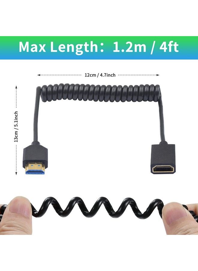 Duttek 8K Hdmi Coiled Extension Cable 48Gbps Extreme Thin Male To Female Extension Cable Has 8K 60Hz Resolution Backward Compatible For 4K Ultra Hd 1080P 3D (Hdmi2.1) 4Ft 1.2M - Image 4