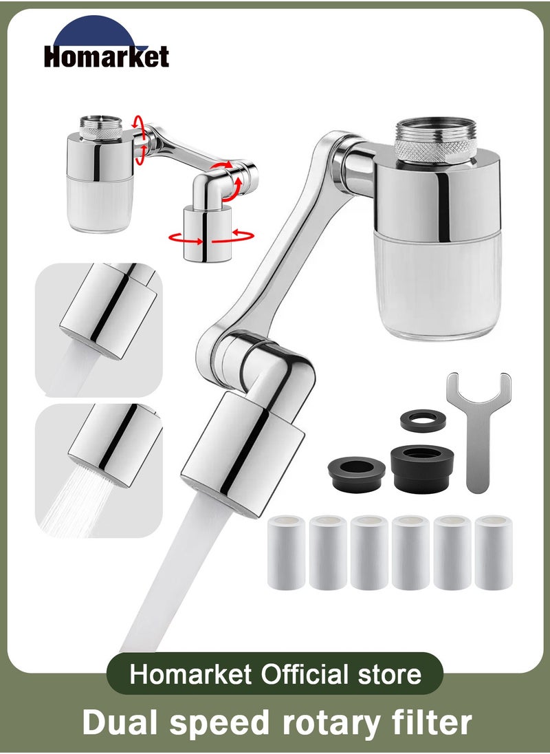 HomarKet - 1440° Rotating Faucet Extender Aerator with Visibility Water Filter and Five Filter Elements Replacement, Universal Foldable Splash Filter Faucet with Two Water Outlet Modes for Kitchen Bathroom Sink - Image 1