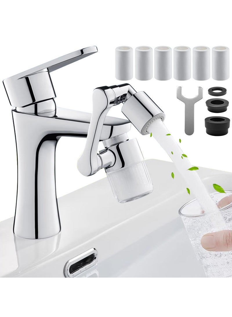 HomarKet - 1440° Rotating Faucet Extender Aerator with Visibility Water Filter and Five Filter Elements Replacement, Universal Foldable Splash Filter Faucet with Two Water Outlet Modes for Kitchen Bathroom Sink - Image 1