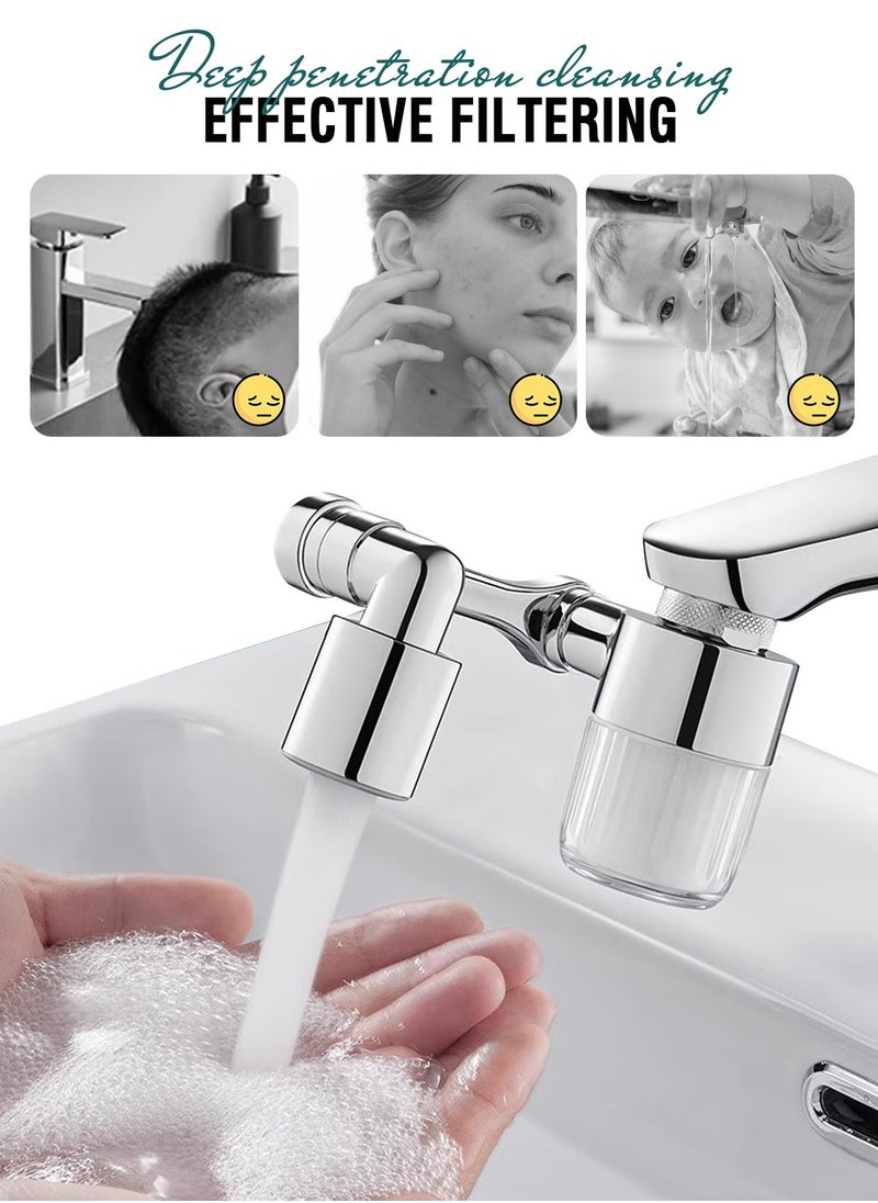 HomarKet - 1440° Rotating Faucet Extender Aerator with Visibility Water Filter and Five Filter Elements Replacement, Universal Foldable Splash Filter Faucet with Two Water Outlet Modes for Kitchen Bathroom Sink - Image 1