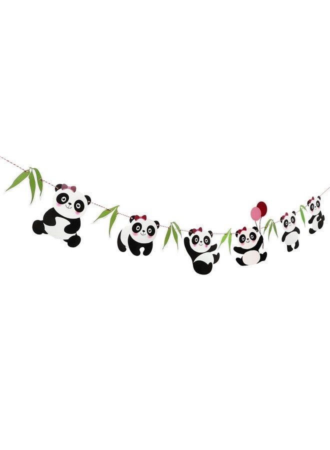 BESTOYARD Panda Birthday Banner Panda Bear Happy Birthday Sign Animal Zoo Theme Party Bunting Photo Props for Birthday Baby Shower Kindergarten Decoration (Black White) - Image 2