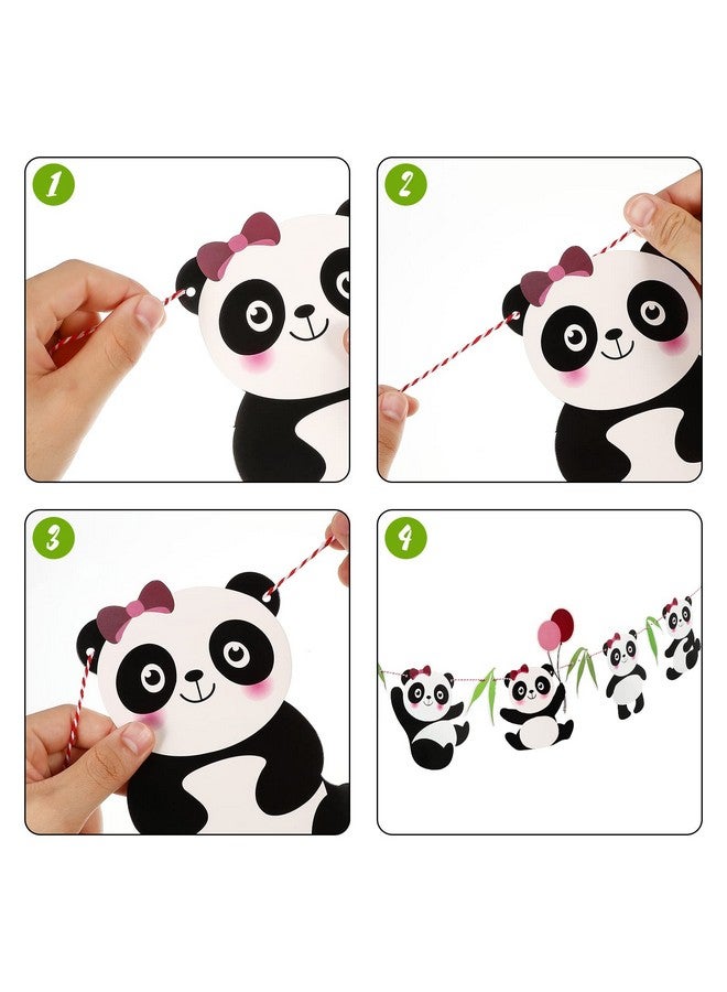 BESTOYARD Panda Birthday Banner Panda Bear Happy Birthday Sign Animal Zoo Theme Party Bunting Photo Props for Birthday Baby Shower Kindergarten Decoration (Black White) - Image 5