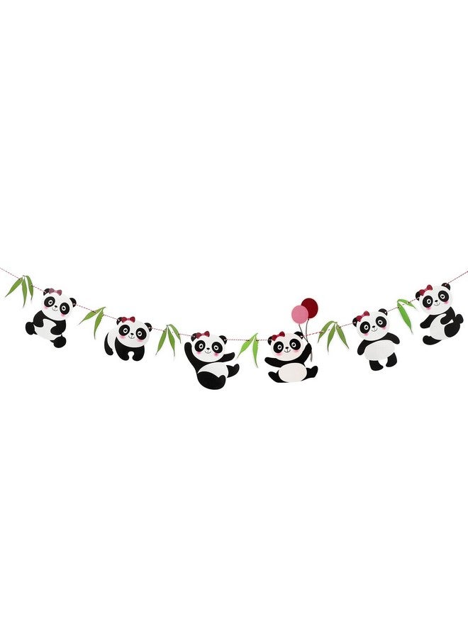BESTOYARD Panda Birthday Banner Panda Bear Happy Birthday Sign Animal Zoo Theme Party Bunting Photo Props for Birthday Baby Shower Kindergarten Decoration (Black White) - Image 1