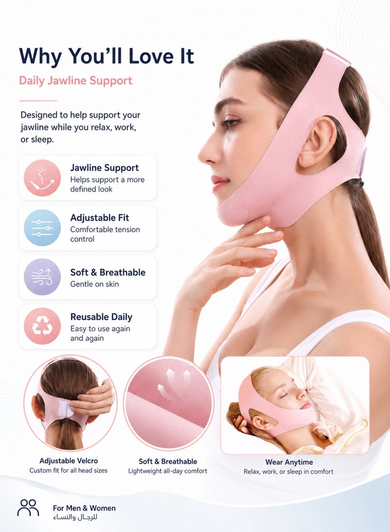 WHO V-Line Face Slimming Mask – Reusable Jaw & Double Chin Lifting Bandage | V-Shaped Face Shaper Strap for Jawline Definition – Adjustable Breathable Chin Up Belt for Men & Women - Image 2