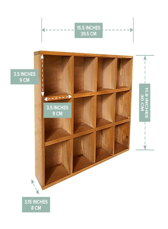 PRIMO SUPPLY 12-Slot Wood Display Cabinet - Square Cubby Shelf Organizer - Two-Way Tabletop or Wall Shelf - Farmhouse Decor Organizers and Storage - Rustic Wall Decor - Cube Storage & Display Cabinet - Image 2